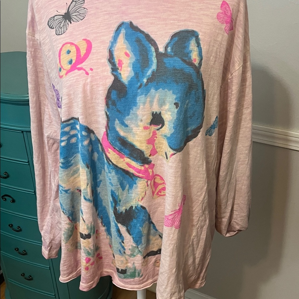 Magnolia Pearl Pink Tee with Blue Animal Print